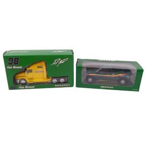 Menards Diecast Truck Lot: Green Ford Pickup & #98 Paul Menard Semi - NEW IN BOX